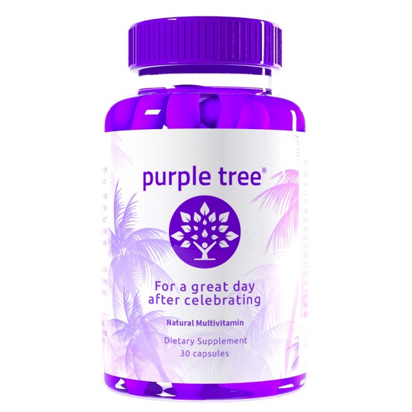 purple tree Post-Celebration Wellness Vitamins | Better Mornings, Rapid Hydration, Happy Liver | Dihydromyricetin DHM, Milk Thistle, Electrolytes, Vitamin B, Willow Bark, Quercetin (30 Pills)