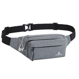 Bumbags Waist Fanny Pack Dog Walking Bum Bag with Adjustable Belt Bumbag for Travel Outdoor Sports Running Hiking Jogging Women Men (Grey)