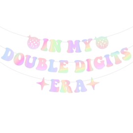 In My Double Digits Era Banner Popular Birthday Decorations Banner Taylor Themed 10th Birthday Banner Iridescent for Taylor Themed Party Decorations Singer Inspired Party Decor