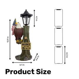 Eagle Outdoor Solar Statue 14x6 Inch, Garden Decoration Outdoor Waterproof, Eagle Statue with American Flag for Patios, Yards, and Gardens