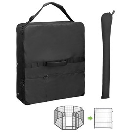 Gasadar Dog Playpen Storage Bag Fits 28.3" L x 6.3" W x 32.6" H Foldable Exercise Pet Playpen Dog Fence Stores 8 Panels and 9 Stakes with Shoulder Pad,Shoulder Strap and Adjustment Buckle Black