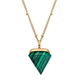 Kistanio Trigon Women's Necklace with Pendant Made of Marble in Green, Very Fine and Top Current Chain on Trend, 3 Different Shades, Gold green, Classic