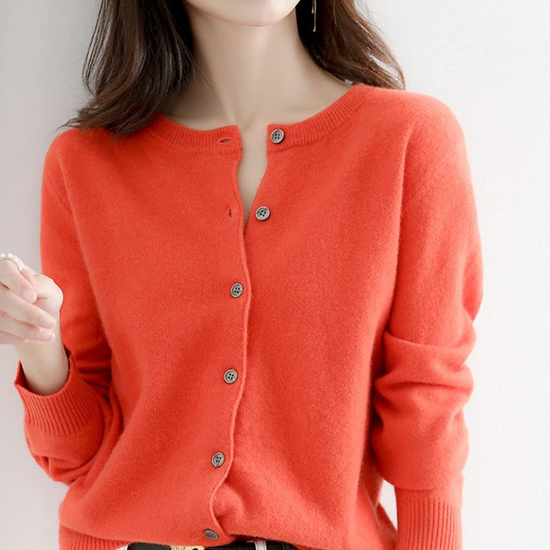 zuevi Women's Cardigan, Crew Neck, Sweater, Knit, Long Sleeve, Solid,