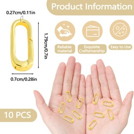 Sekonow 10Pcs 18K Gold Plated Carabiner Necklace Clasps and Closures, Oval Spring Ring Clasp Pearl Necklace Connector Extender Clip for Necklace Bracelet Jewelry Making (Gold, Small)