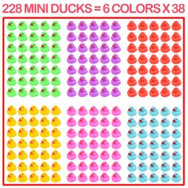 228-Pack Mini Ducks, Mini Colorful Rubber Duckies Bath Toy for Kids,Float & Squeak Small Colorful Ducks Bathtub Toys,Bulk Mini Rubber Ducks Toy