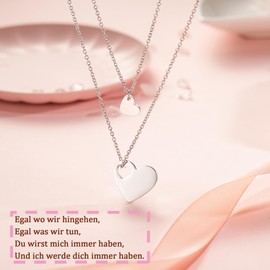 Aunis Mother Daughter Matching 2/3 Set Heart Necklace, Jewellery, Gifts for Mother and Daughter, Stainless Steel