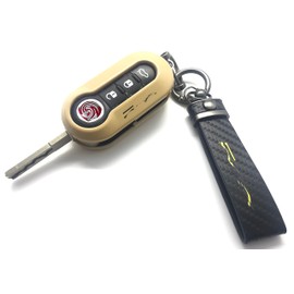 Generic Nordecco Gl?nzend Schlsselanh?nger Hlle Kompatibel mit Fiat 500C 500-500L Abarth Grande Punto Brava Panda Stilo Linea (Schwarz Schlsselring, Ecru - Beige Geh?use)
