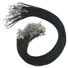 50 Pcs Black Waxed Necklace Cord 2MM Waxed Leather Cord Rope with a Lobster Claw Clasp Necklace Cord Bulk for Jewelry Making Bracelet Chain Necklaces String Jewelry DIY Accessories