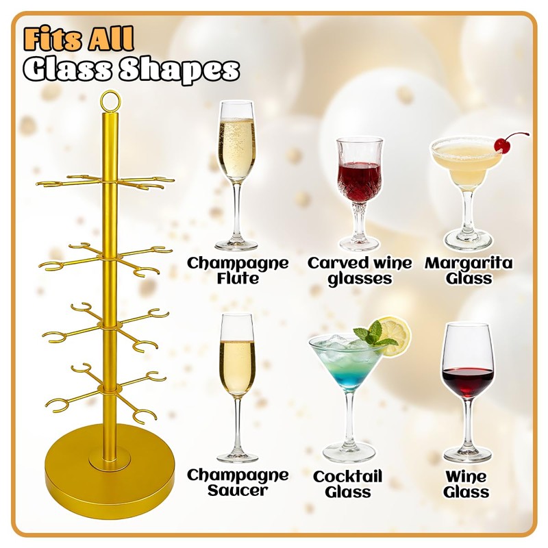 Leemeexaa Gold Champagne Tower Set of 2 Metal Cocktail Tree