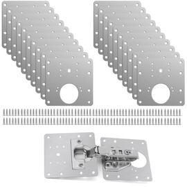 ANNTHOR 20 Piezas Placa de Reparación de Bisagras De Gabinete, Kit de Placa de Reparación de Bisagras de Gabinete con Tornillos para Gabinete, Cajón, Cocina, Armario, Muebles