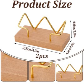 Yharnamite 2 Pcs Wood Business Card Holder for Desk, Wooden Business Card Display Stand Postcard Holder, Name Cards Stand Organizer for Office, Home (W)