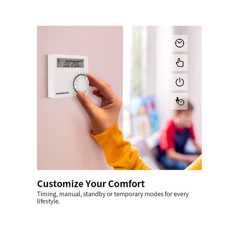 Matosio TH611 Digital Programmable Wireless Thermostat Heater with Receiver, Boiler