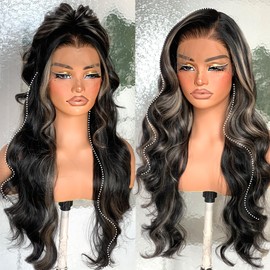 1B/27 Highlight 13x6 HD Body Wave Lace Frontal Wigs 26inch Pre-Plucked, Balayage Ombre Synthetic Lace Front Wig 200 Density, #1B/27 Colored For Black Women