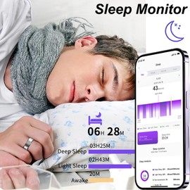 Smart Ring Fitness Tracker Heart Rate Monitor Sleep Tracker TikTok Control Fitness Ring Blood Pressure Blood Oxygen Pedometer Step Counter Health Smart Rings for Women Men with Charging Case