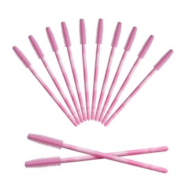 50Pcs Varita de Máscara de Silicona, Cepillos Desechables para Pestañas, Cepillo Suave para Pestañas para Extensiones de Pestañas (Rosa)