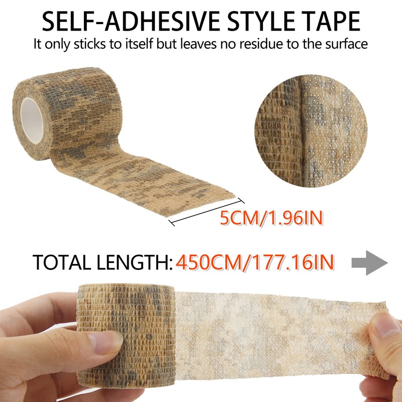 BOROLA Self-Adhesive Protective Camouflage Tape Cling Scope Wrap Camo Stretch