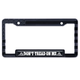 American Flag License Plate Frame Tag Bracket with 3D Raised Stars and Stripes and Domcal Message.. (Don't Tread On ME), (AF_Dome)