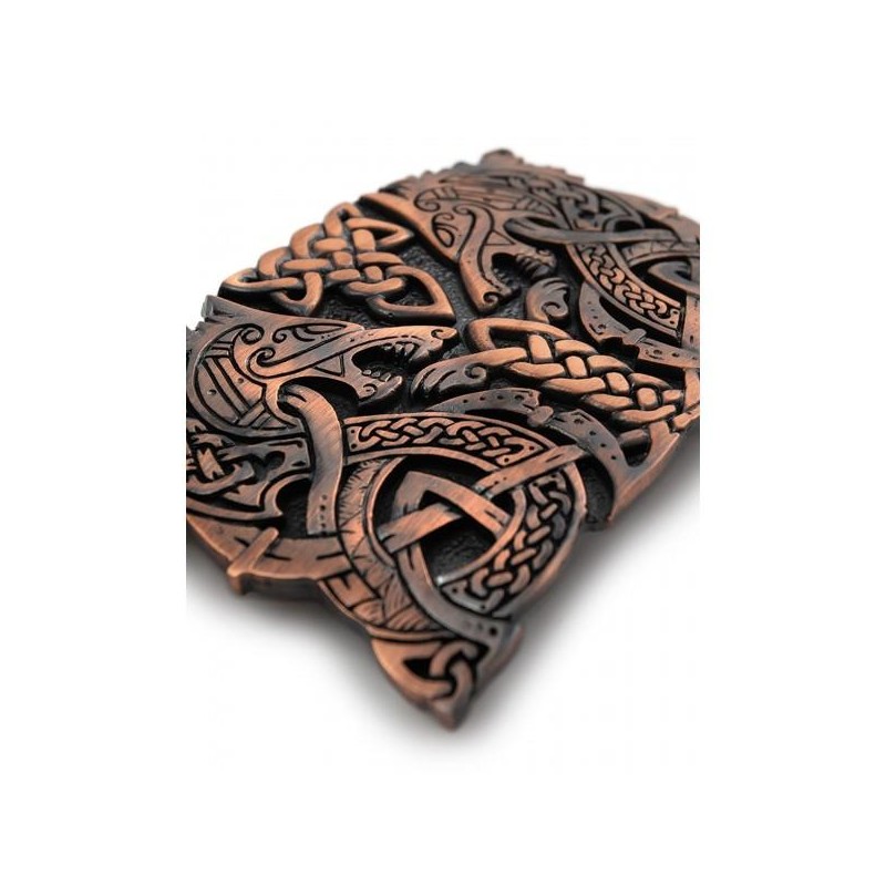 Fenrir Wolf Zoomorphic Kilt Belt Buckle - Color: Chocolate Bronze