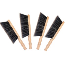 4Pcs Beech Wood Hand Brush&Natural Solid Wooden Round Handle Brushes,5 Rows of Soft Bristles 11.8" Hand Broom for Cleaning Dusting Stair,Garden,Bed,Sofa,Furniture,Brick,Floor
