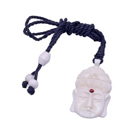 81stgeneration Women's Men's Hand Carved Bone Tibetan Buddha Third Eye Meditation Pendant Necklace