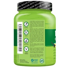 NATURELO NATURELO Plant Protein Powder, Vanilla, 22g Protein - Non-GMO, Vegan, No Gluten, Dairy, or Soy - No Artificial Flavors, Synthetic Coloring, Preservatives, or Additives - 20 Servings
