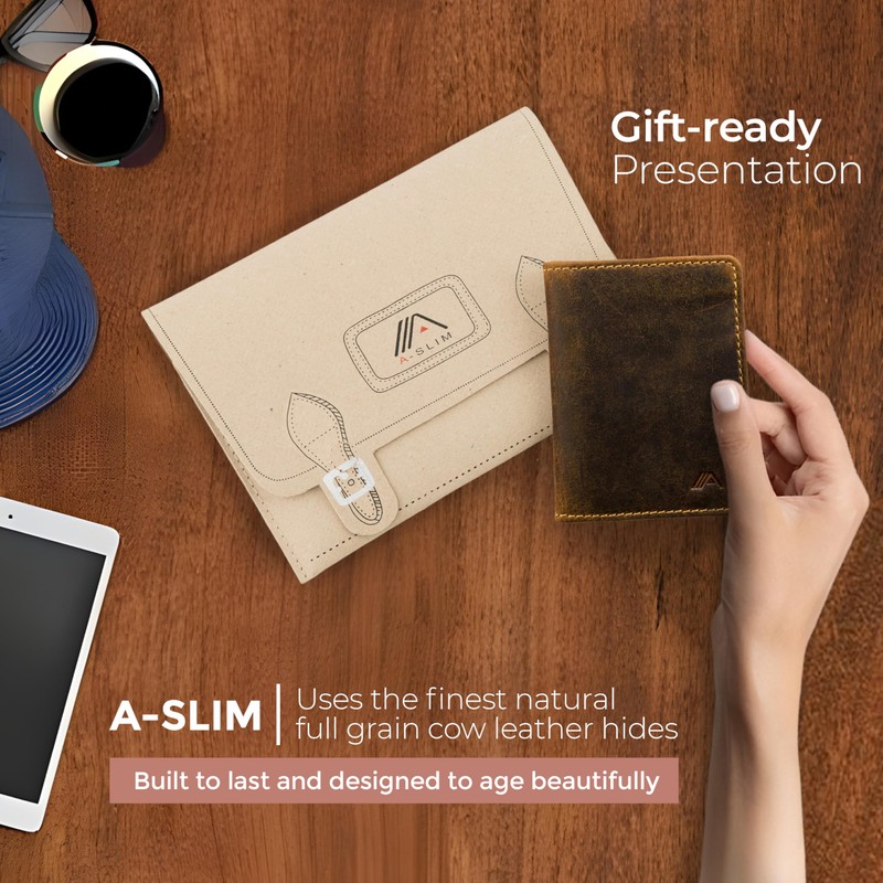 A-SLIM Reiya | Trifold RFID Wallet | Leather Card Holder