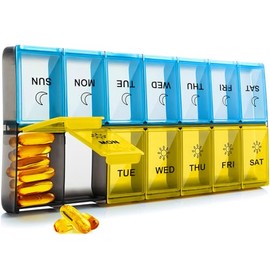 mossime Mossime Weekly Pill Box 7-Day: Large Pill Boxes 7 Day 2 Times A Day Daily Pill Organiser 7 Day with 14 Compartments - XL Week Tablet Case Am Pm Medication Organizer for Vitamin Supplement