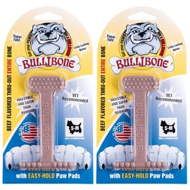 Bullibone Nylon Dog Chew Toy Nylon Bone - Improves Dental Hygiene, Easy to Grip Bottom, and Permeated with Flavor (Beef, Small - 2 Pack)