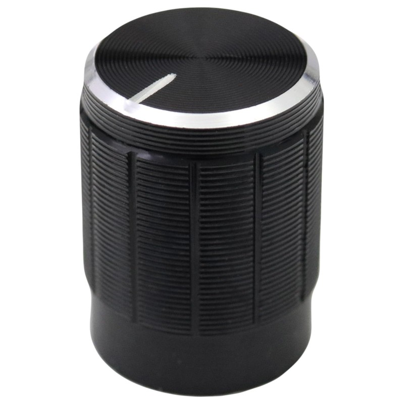 6mm Splined Hole Black Aluminium Amplifier/HiFi Control Knob Pack of