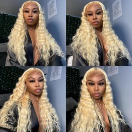 Blonde Clip in Extensions 8Pcs 110g Clip in Hair Extensions Real Human Hair Deep Wave 613 Blonde Clip ins Brazilian Remy Human Hair Extensions for Women Double Weft 16 Inch