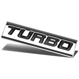 Car TURBO Emblems Badges Metal Vehicle Decals Bumper Sticker Cool Car Exterior Accessories Replacement Compatible with Motorcycle SUV Pickup Truck, Polished Black