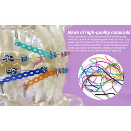 24 Pieces Colorful Power Chain Set (Continuous) for Braces, Fashion Dental Care, 20cm Orthodontic Elastic Band with Installation Tool, Teen & Adult DIY Replacement Chain, Colorful Power Chain Set