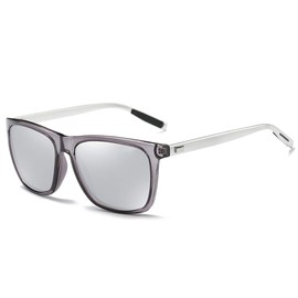 Rocf Rossini Polarised Men's Sunglasses, Classic Retro Sunglasses for Ladies, Aluminium-Magnesium alloy, Men’s and Women’s Vintage, Anti-Reflection, UV400 Protection Sunglasses, Unisex - Transparent/silver, size: l