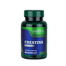 Creatina Monohidratada de Alta Pureza, Natural, Suplemento para Rendimiento Deportivo y Fuerza - 90 Cápsulas Herbalia Lab                             