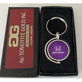 Jeep HONDA Round Purple & Silver Spinning Metal Keychain