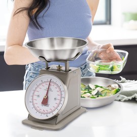 MARLIZ Small retro kitchen scale 4.4Lb/2Kg with 2 bowls |mechanical dial scale| Vintage kitchen scale| Pesa para alimentos| bascula de cocina|kitchen scale|Bakers scale