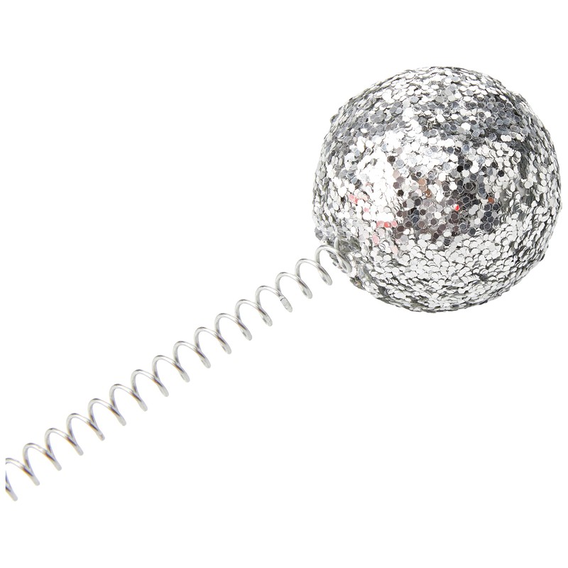 Glitter Ball Boppers On Headband Silver