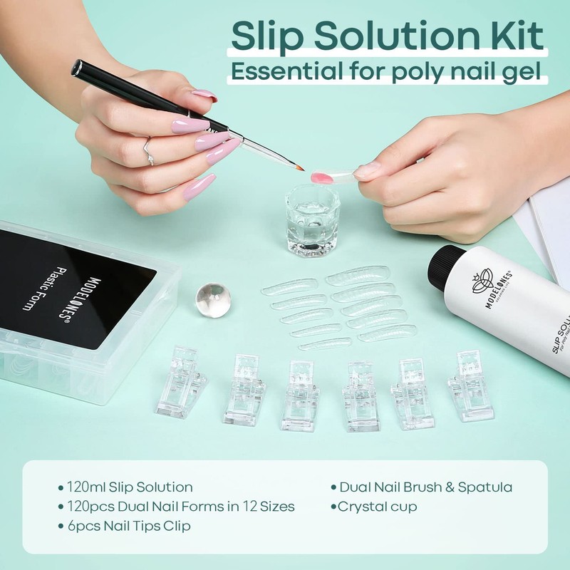 Modelones Slip Solution Nail Shapes Set with 120 Pieces Nail