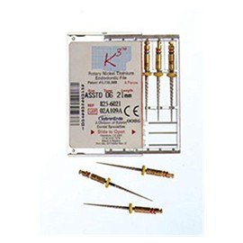 Kerr 825-4200 K3 Nickel-Titanium Rotary Endodontic File, Size 20, 0.04 Taper, 30 mm Length, Yellow Tip (Pack of 6)