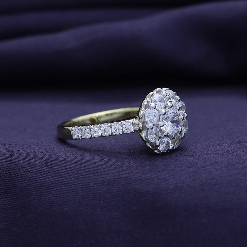 SAVEARTH DIAMONDS Floral Style, Round Cut Sparkling White Cubic Zirconia