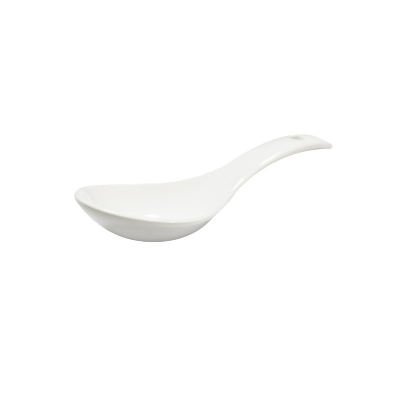 Xmomx 6 pcs White Soup Spoon Round-Bottom Asia Porcelain Ceramic