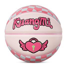 Kuangmi Pink Series Baloncesto, diseño Premium Impreso para Exteriores e Interiores, tamaño Oficial 7 29.5”, Regalo para Adolescentes para Hombres (alas del Amor)