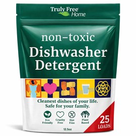 Truly Free Dishwasher Detergent Powder | Natural Dish Detergent, Dishwasher Soap | Plastic Free, Plant-Based, Clean, Heavy Duty Hard Water Stain & Grease Remover | Fragrance Free | 12.5 oz (Pack of 1)