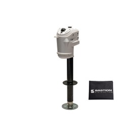 Bastion Distribution White Sentinel Electric Trailer Jack with Cover – 3500 lb A-Frame Tongue Jack – Weatherproof Switches, LED Light, Manual Crank, 90 Degree Mount – No Stall, No Wobble, Easy Install