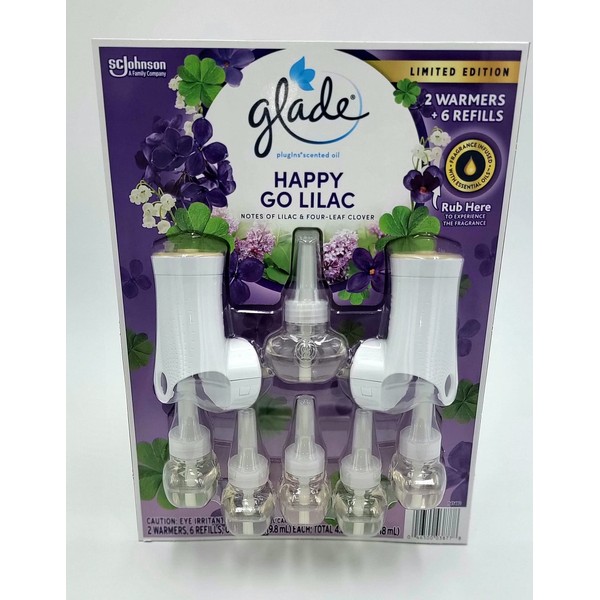 Glade PlugIns Scented Oil (2 Warmers + 6 Refills) Happy Go Lilac