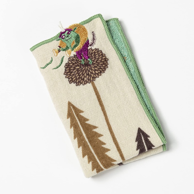 Kusunobashi Crest Weave [moritaMiW] Pocket Handkerchief, Wayside Fujin-san Green [A-68093-86-BG]