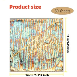 Paifeancodill Variegated Gold Leaf Sheets, 50 Pcs Colorful Imitation Gold Foil Sheets Booklet for Art Craft Painting Gilding Decoration Imitation Gold Leaf Foil Paper Variegated Gold Foil Leaf (Stripe)