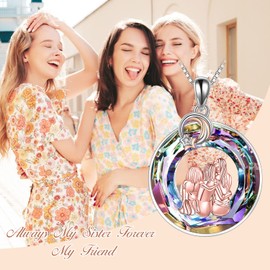 POPKIMI 3 Sisters Necklace Sister Necklace for 3 3 Sisters Necklaces for Women Sister Birthday Gifts from Sister Sister Gifts from Sister Sister Necklaces Three Sister Necklaces Sterling Silver 3 Sisters Necklaces Pendant Necklace Fashion Jewelry Gifts f