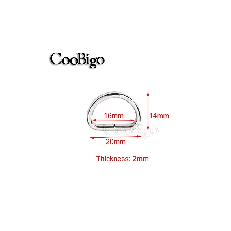 CooBigo 100 Pack 5/8" Dee Rings D-Ring Metal Buckle Strap