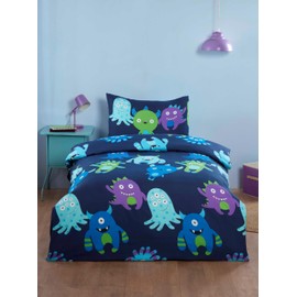 Rapport home Kids' Monsters Duvet Cover Set – Soft Microfibre, Non-Iron, 180 Thread Count Bedding for Boys & Girls, Fun & Cozy Design (Single 135 x 200cm)